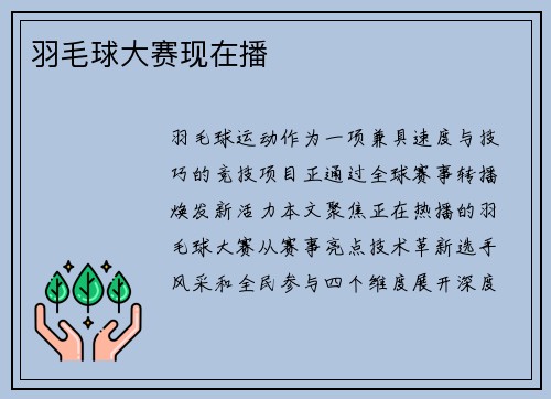 羽毛球大赛现在播